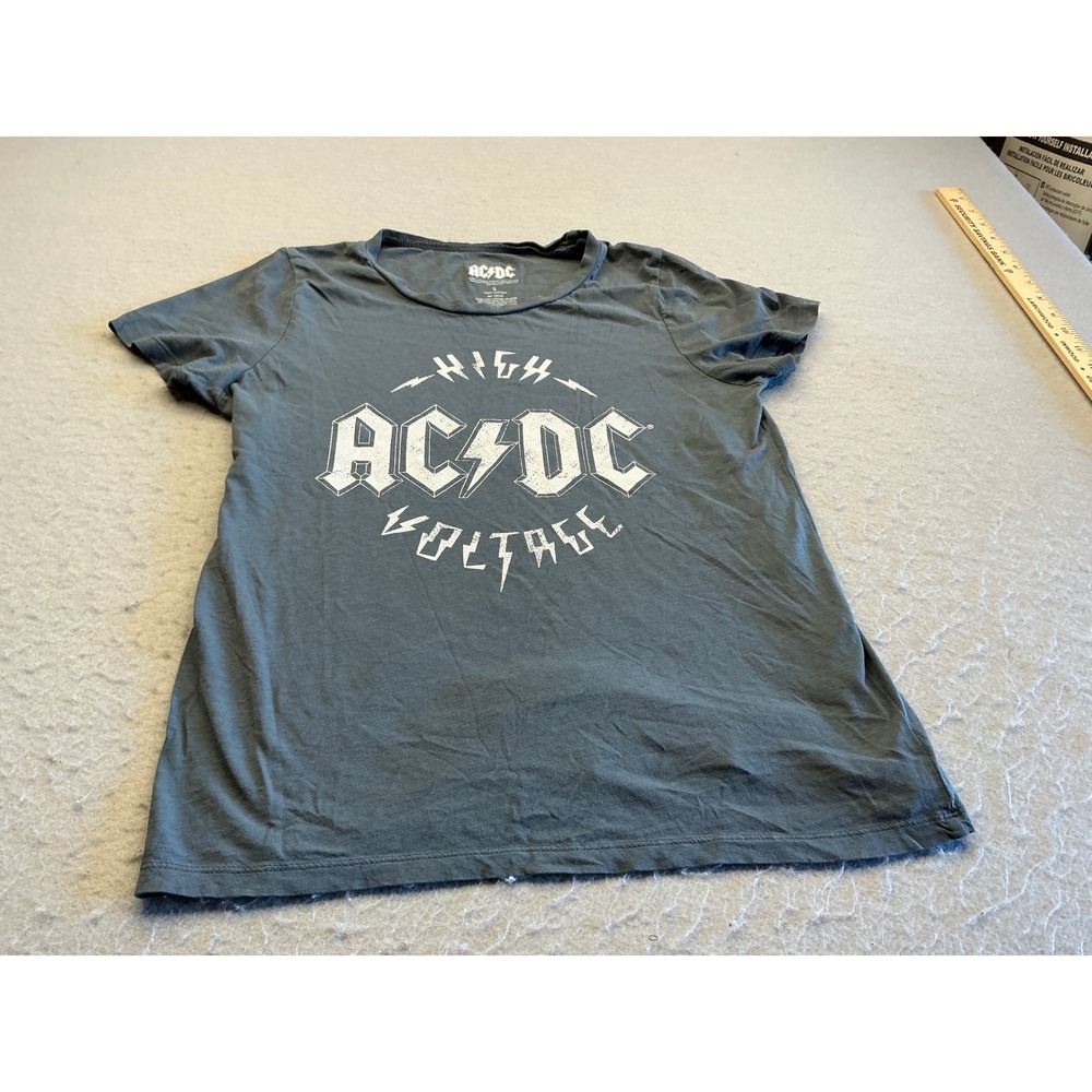 AC/DC High Voltage Graphic Tee Charcoal Gray Band Shirt Small Rock Concert Top